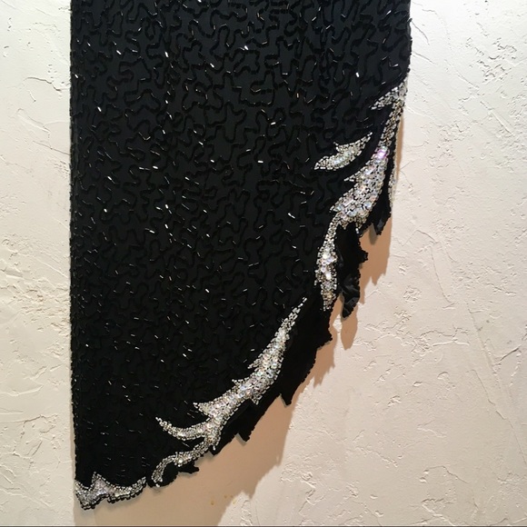 Vintage Hand Beaded Silk Dress - Picture 5 of 6